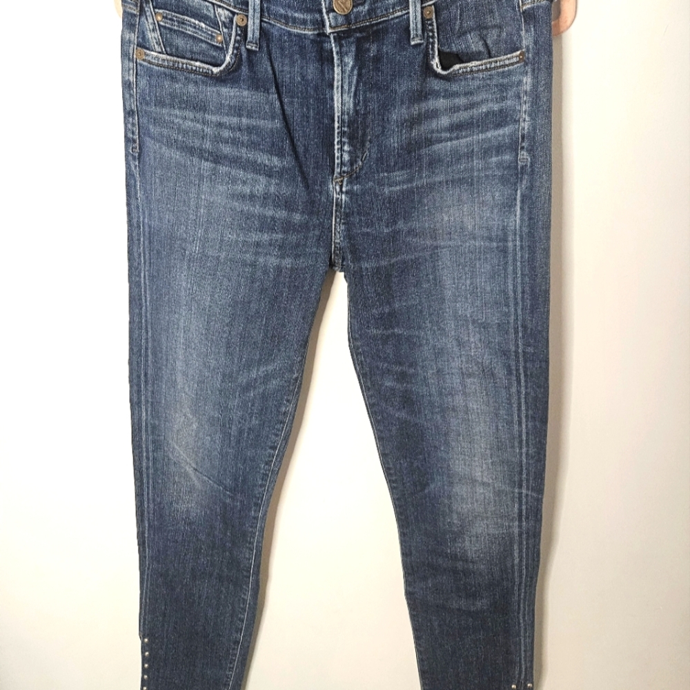 High Waist Skinny Leg Jeans With Rivets